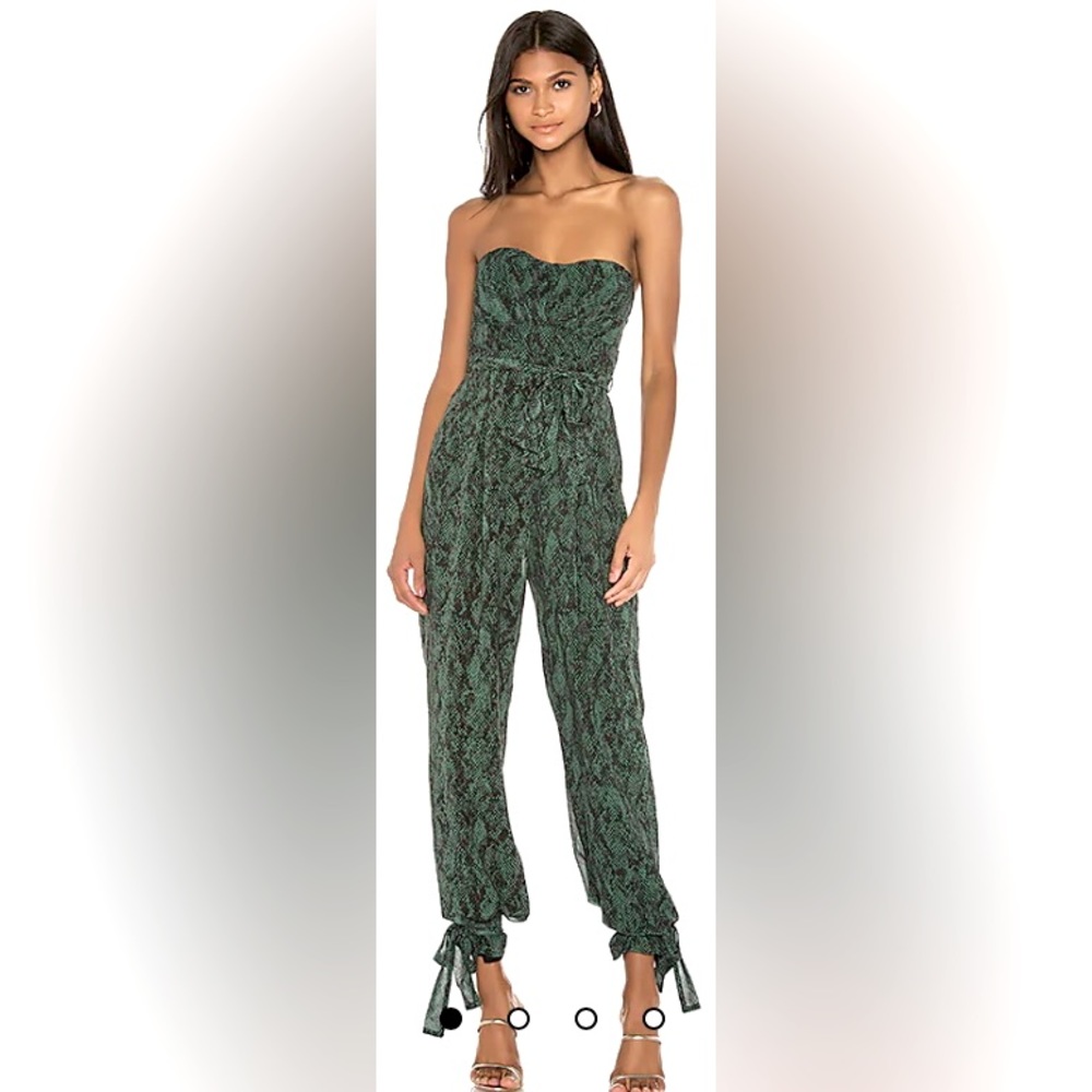 Michael Costello x Revolve Snake Print Green Jumsuit